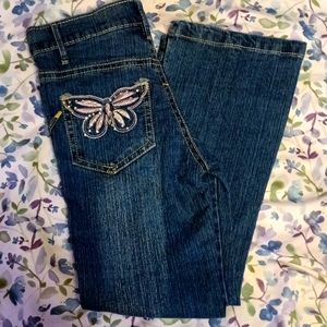 Brand new without tags girls jean pants size 4 butterfly pockets